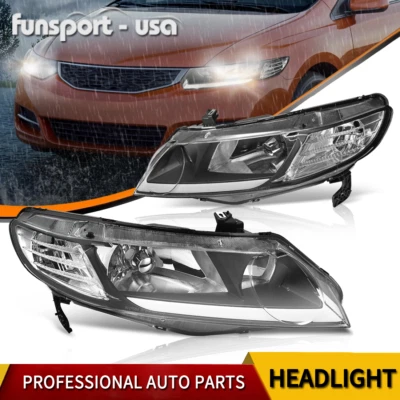Headlights Assembly w/ LED Tube For Honda Civic 2006-2011 Sedan 4-Door Headlamps - Image 1 of 4