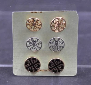 3 pares de pendientes perforados artesanales en tono dorado oxidado cruz creativa I - Imagen 1 de 11