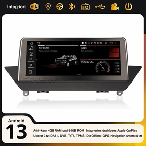 8-Kern 64GB 10.25" IPS Android 14 CarPlay GPS Autoradio Wifi BMW X1 E84 CIC DAB+ - Bild 1 von 13