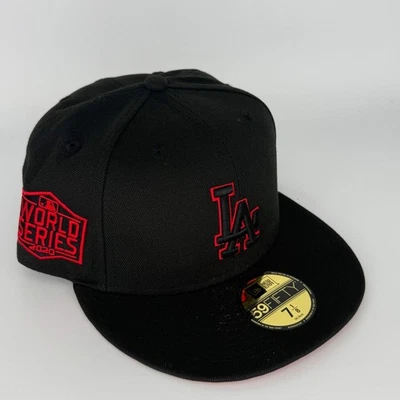 Black Red Los Angeles LA Dodgers 2020 World Series New Era Fitted Hat Cap - Image 1 of 4