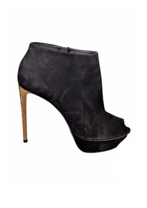 Louis Vuitton Black Women's Suede Peep Toe Ankle with Gold Heels EU 36/US 6 - Picture 1 of 8