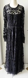 Needle & Thread Long Sleeve Black Gown Maxi Dress Size 12 - Picture 1 of 18