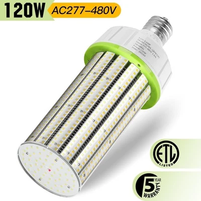 480V 120W LED Corn Light Commercial Industrial High Bay COB Bulbs 6000K 16200LM - Image 1 of 4
