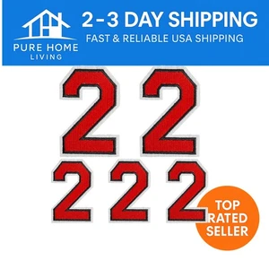 High-Quality Red Iron-On Embroidered Numbers Patches - Easy to Apply & Versatile - Picture 1 of 8