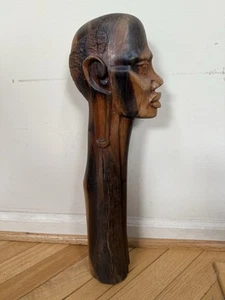 19” African Art Maasai Man Head Bust Rosewood Hand Carved Sculpture Heavy - Picture 1 of 21
