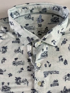 Johnnie-O Featherweight Polo Shirt Men 2XL Blue Party Print Performance Golf - Picture 1 of 9