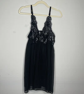 Cacique Dessous Damen 18/20 schwarz Babydoll Pailletten Spitze Nachtwäsche Nachthemd - Bild 1 von 7