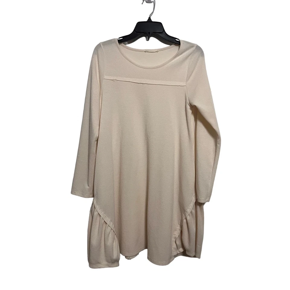 Мольберт свитер женщин маленький кремовый длинная линия трикотажа передние карманы уютный осени зимы - Изображение 1 из 2