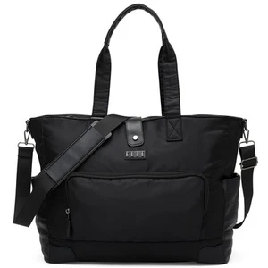 Voyage 25L Twill and Vegan Leather Weekender Tote Bag | Black - Picture 1 of 9