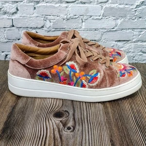 STEVEN Comfort NC Nitro Mauve Pink Velvet Embroidered Sneaker Shoe US 9 Platform - Picture 1 of 17