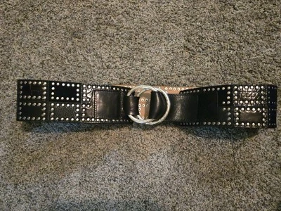 Michael Kors Wide Studded Belt With Silver Rings Genuine Leather 39" - Image 1 of 4