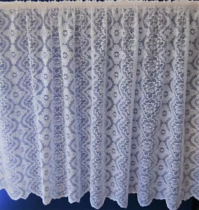 CLARA WHITE A SHEEN LUXURIOUS FLORAL HEAVY NET CURTAIN PRICE PER METRE LOUNGE - Picture 1 of 5