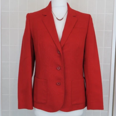 Windsmoor Jacket Blazer Size 12 Red Collared Pockets Long Sleeves Vintage 80s - Image 1 of 4