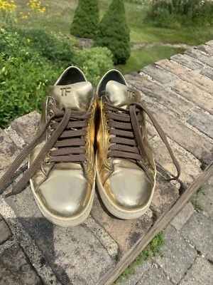 tom ford metallic gold athletic shoes womens size 41  - Image 1 of 4