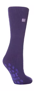 Heat Holders 2.3 tog  Ladies Thermal Slipper Anti slip Gripper Socks Violet - Picture 1 of 3