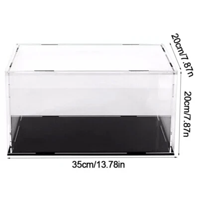 Clear Acrylic Display Case Perspex Box Plastic Black Base Dustproof 3 Sizes - Image 1 of 4