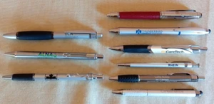 Kugelschreiber - Sammlung - 9 Kulis - Werbeaufdruck - Silberfarbiges Design - Bild 1 von 5