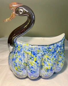 Handgefertigte Kunst Glas Schwan Übertopf Vase HQT - Bild 1 von 14