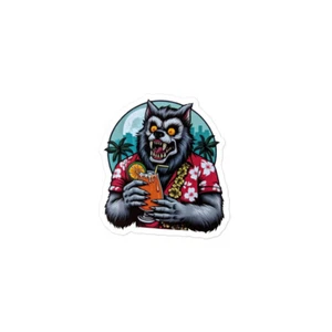 Wolfman Vibe Tiki Trinken Sonnenuntergang Hawaii Urlaub Vinyl Aufkleber - Bild 1 von 4