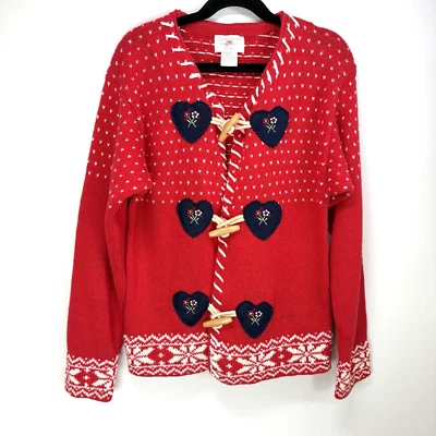 Vintage Strawberry Fair Red/Blue/White Knit Girls Cardigan Size 10/12 - Image 1 of 4