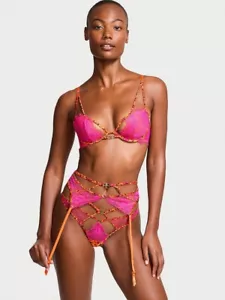 Victoria's Secret VS Tropical Set Pizzi Satinati 36 DD Set M/L Medio Nuovo con etichette - Foto 1 di 9