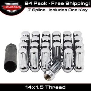 LUG NUTS SPLINE ACORN 14x1.5 LONG CHROME 24 PIECES - Picture 1 of 7