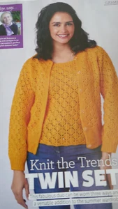 Knitting Pattern For Lady's Very Pretty Lacy Twinset In D.K. 30-60in - Picture 1 of 4