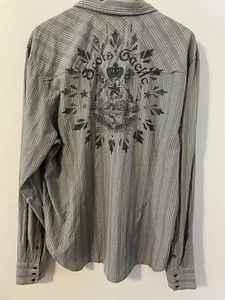 Guess Western Shirt Scots Gaelic Purple Pearl Snap Sz XXL Graphic Cowboy - Picture 1 of 16