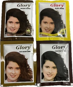 Glory Henna Hair Dye Colour Black/Brown/Chestnut/Light Brown Halal - Picture 1 of 40