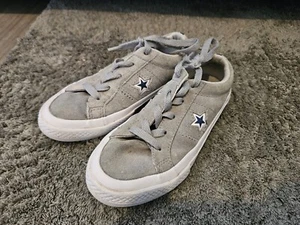 Junior Converse One Star Trainers Suede Shoes Size 12.5 UK Kids Grey/Green - Picture 1 of 9
