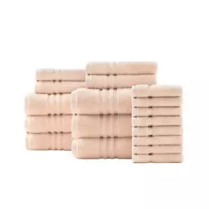 Turkish Cotton Ultra Soft Whipped Apricot 18-Piece Bath Towel Set - Picture 1 of 12