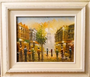 Framed Oil Painting by C. King -Paris Street Scene- 15.5"x 13.5" - Stunning Art - Picture 1 of 7