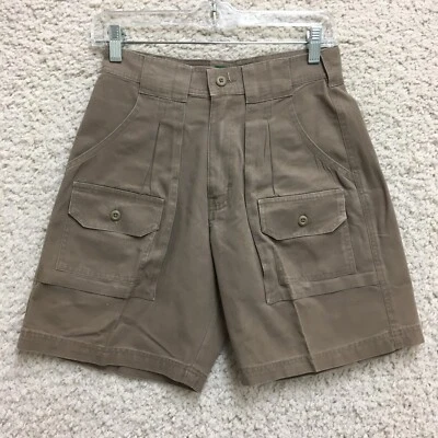 Shorts Cabelas 4 feminino cáqui bronzeado carga utilitário bolsos lona caminhadas ao ar livre - Imagem 1 de 4