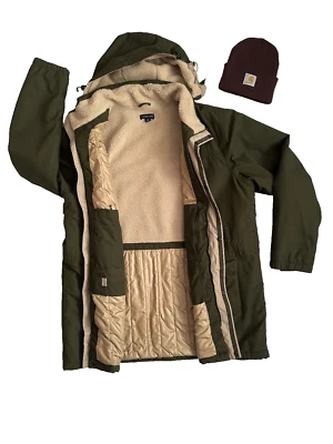 PARA HOMBRES LANDS END SQUALL IMPERMEABLE PARKA CAPUCHA ACOLCHADA VERDE MILITAR Talla XL Y SOMBRERO Foto 1 de 4