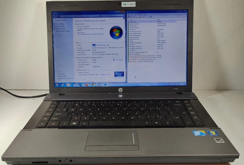 HP 620 Core 2 Duo T6570 2.10GHz/4GB RAM/250GB HDD/14" Win 7 Pro Foto 1 de 4