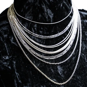 925 Sterling Silver Chain ~ Belcher Curb Snake Figaro Chains in various lengths - Picture 1 of 7