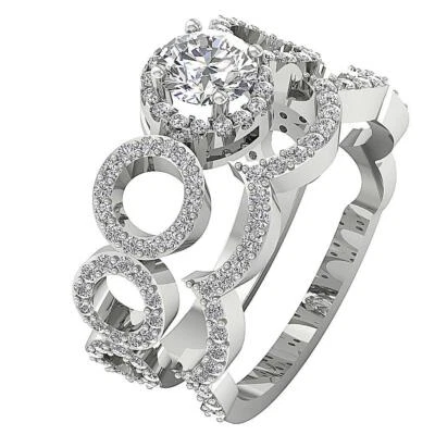 Bridal Halo Engagement Ring VS F 2.05 Ct Lab Grown Diamond Ring 10K White Gold - Image 1 of 4
