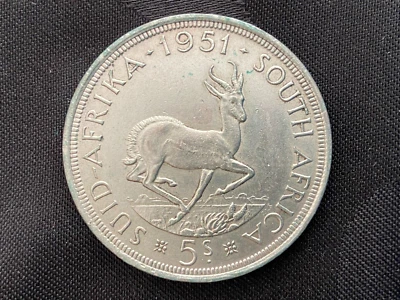 SÜDAFRIKA 5 SHILLINGS 1951 - SPRINGBOCK - GEORGE VI. - SILBER KM#40 - S. ERH. #2 - Bild 1 von 2