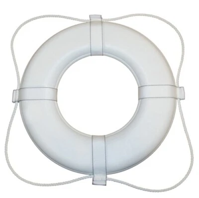 Taylor Made Foam Ring Buoy - 20" White W/White Grab Line 360 - Image 1 of 4