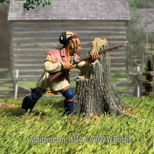 W.Britain 16125 Native Warrior Getting Ready to Fire From Behind Stump(Britains) - Picture 1 of 2