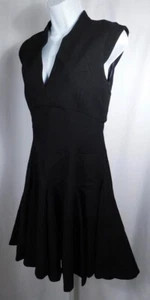 FRANCÉS CONNECT Negro Cuello en V Ajuste y Llamaradas Mangas Gorra Imperio Vestido de Cintura 6 - Imagen 1 de 5