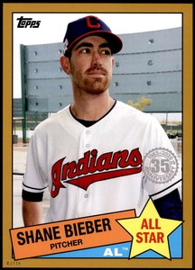 Shane Bieber 2020 Topps 1985 35th Anniversary All-Stars 5x7 Gold #85AS-47 /10 In