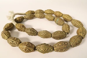 Schöner Strang große Messingperlen 18mm HF90 Gelbguß Ghana Brass Beads Ashanti - Picture 1 of 5