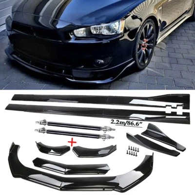 Front Bumper Lip Spoiler Chin Splitter Bod Kit Glossy Black For Mitsubishi Lance - Imagem 1 de 4