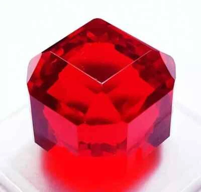 100 Ct + Cube Cut LAB-Created EGL Certified Brazilian Red Topaz Loose Gemstone - Image 1 of 4