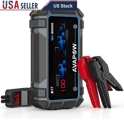 Arrancador de salto portátil 2000A amplificador de batería de coche USB carga rápida luz LED Foto 1 de 4