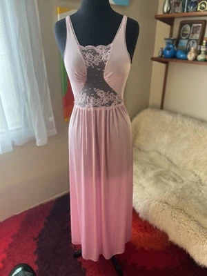 De Colección Olga Estilo JC Penny Rosa Nylon Encaje Completo Vestido de Barrido Camisón EE. UU. Pequeño Foto 1 de 4