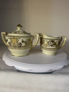 Rare Noritake 1940s N1181 Creamer & Sugar Bowl W/Lid Gold Encrusted Flowers Trim - Picture 1 of 9