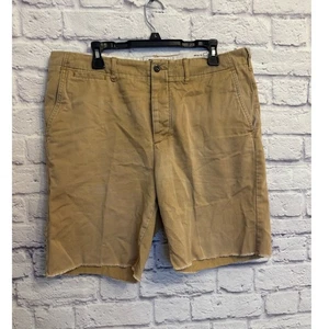 J. Crew Mens 36 Khaki Shorts Casual Flat Front Raw Hem Chino - Picture 1 of 9