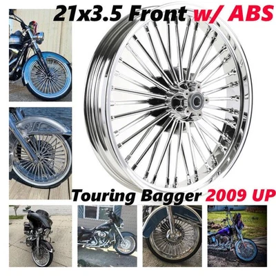 Llanta de rueda delantera ABS de radios gruesos 21x3,5 para Harley Touring Street Glide 2009-2025 Foto 1 de 4